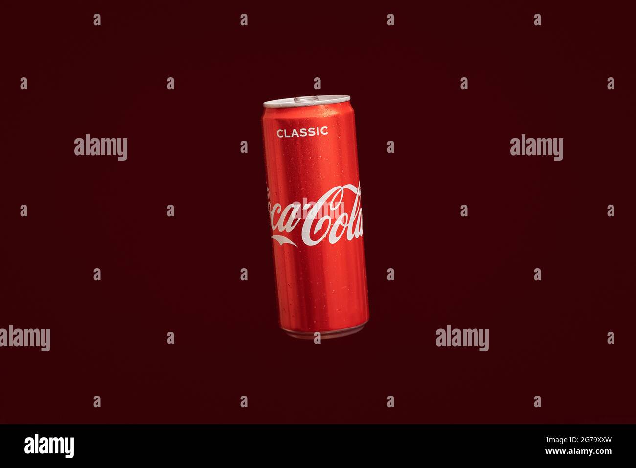 Kaliningrad Russia March 13 21 Coca Cola Can Red Background Classic Coke Jar Carbonated Soft Drink Manufactured By The Coca Cola Company Stock Photo Alamy