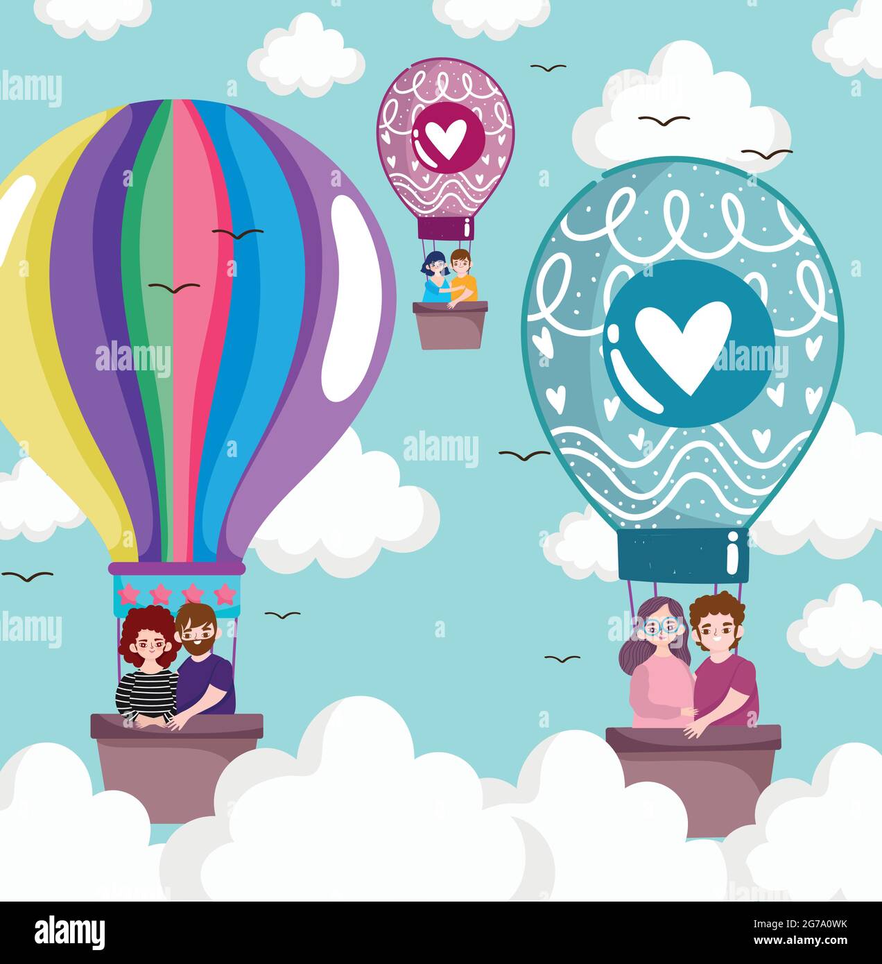 couples traveling air balloon Stock Vector Image & Art - Alamy