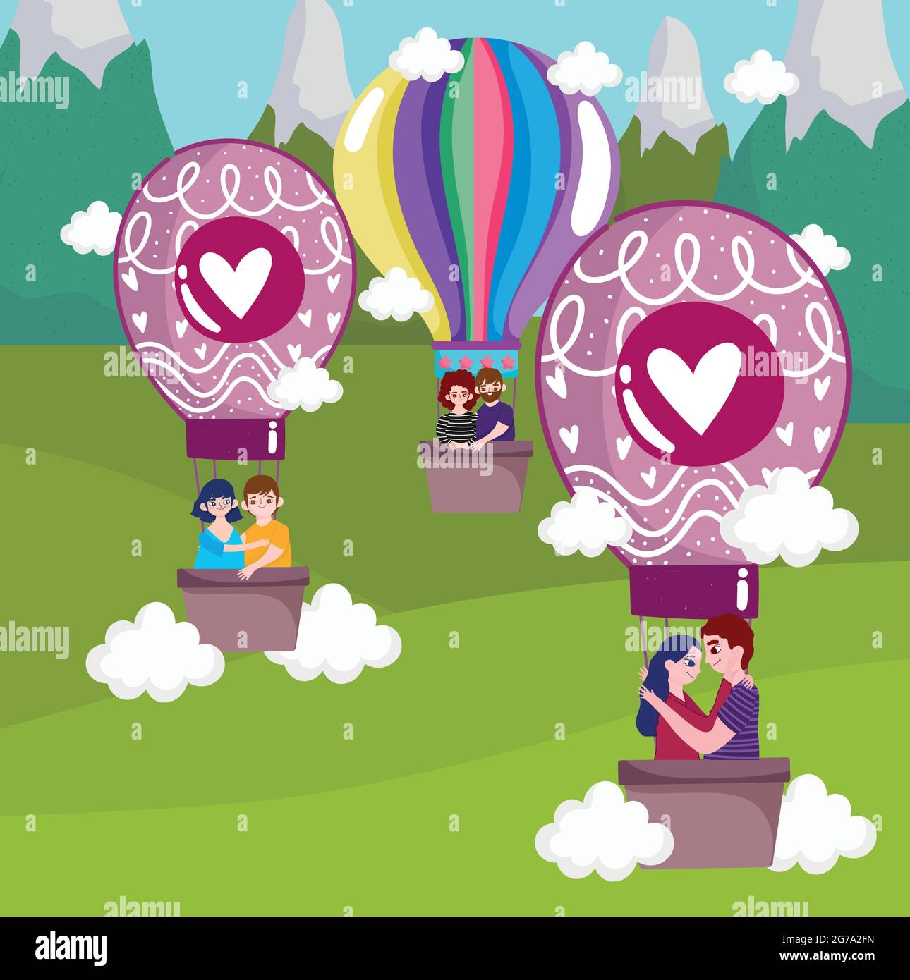 love hot air balloon couples Stock Vector Image & Art - Alamy