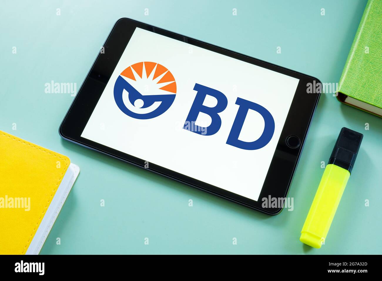 KYIV, UKRAINE - June 30, 2021. Tablet with Becton Dickinson BD company logo. Stock Photo