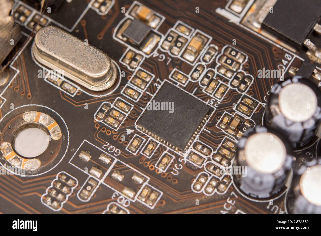 Close up blank microchip on Electronic circuit board Stock Photo - Alamy