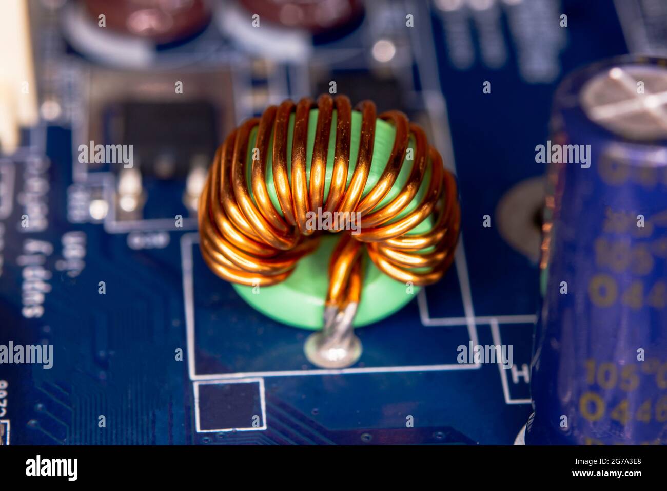 Inductor copper coils on the circuit board Stock Photo Alamy
