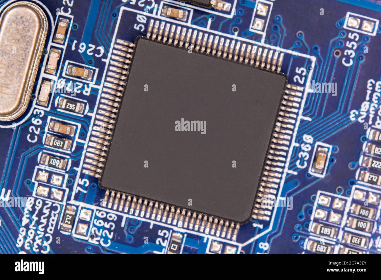 Close up blank microchip on Electronic circuit board Stock Photo - Alamy