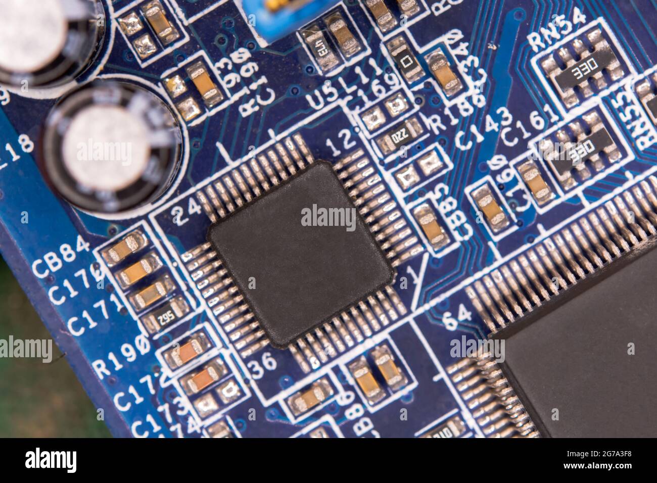 Close up blank microchip on Electronic circuit board Stock Photo - Alamy