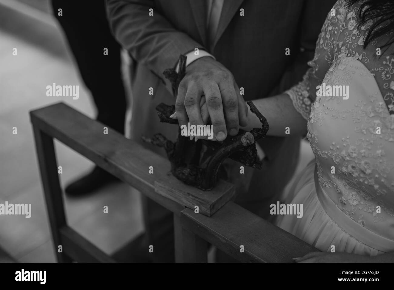 wedding in church bride and groom Stock Photo