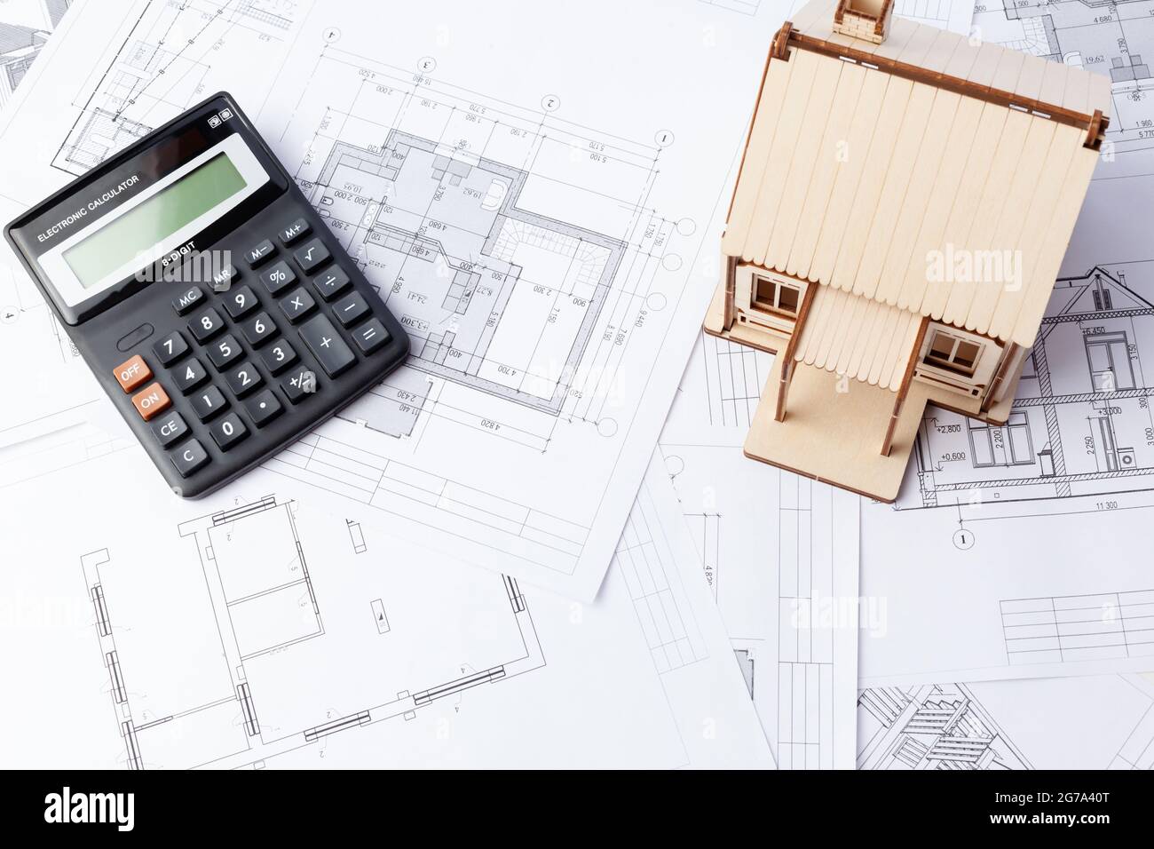 Cost of building a private house, calculating the construction of a house Stock Photo