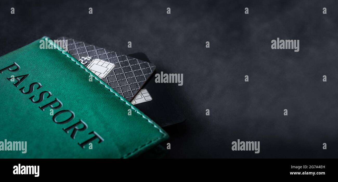 Passport with credit cards Stock Photo Alamy