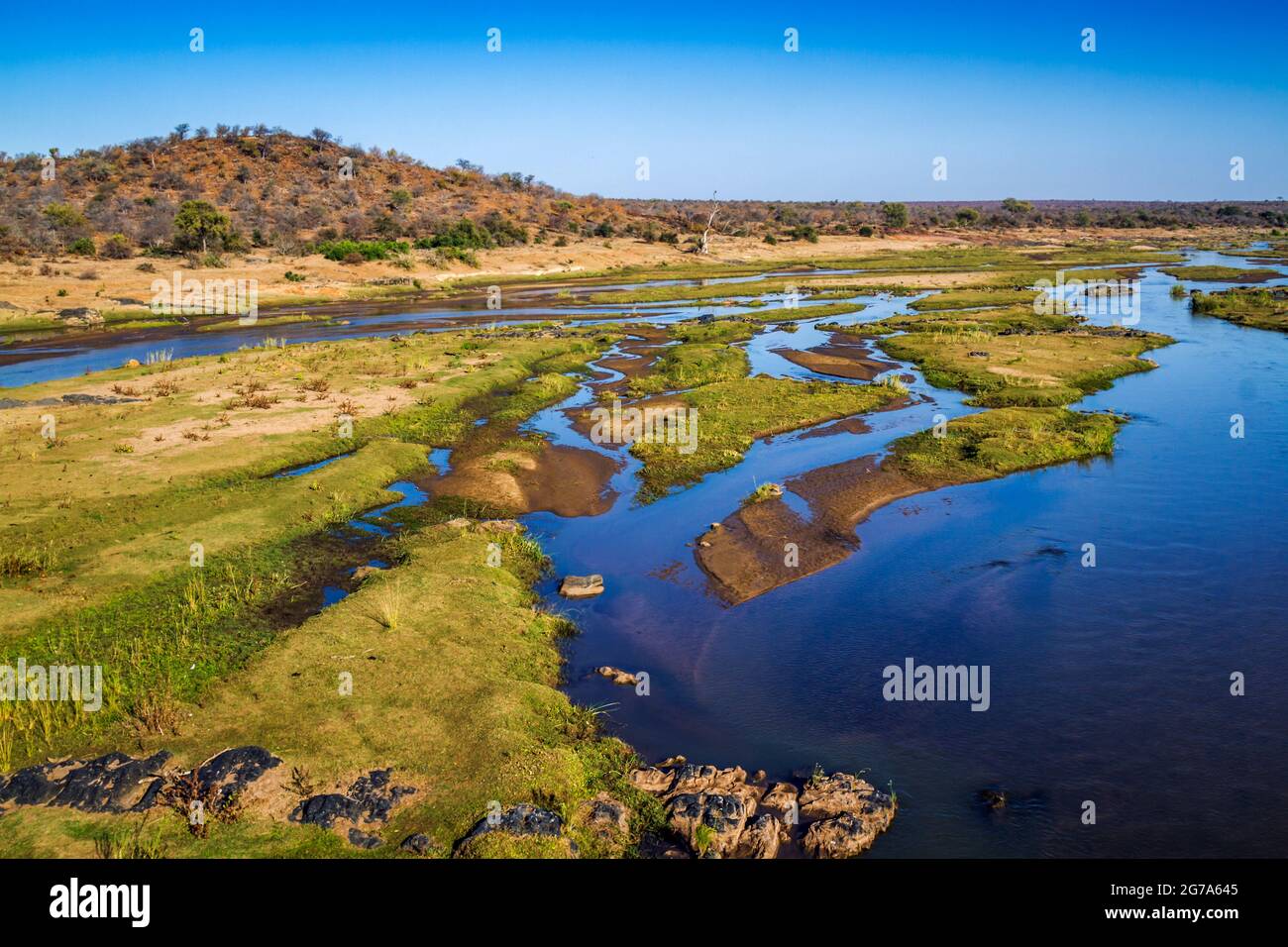 Olifant river scenery in Kruger National park, South Africa Stock Photo