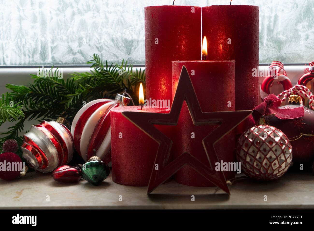 Burning advent candles Stock Photo Alamy