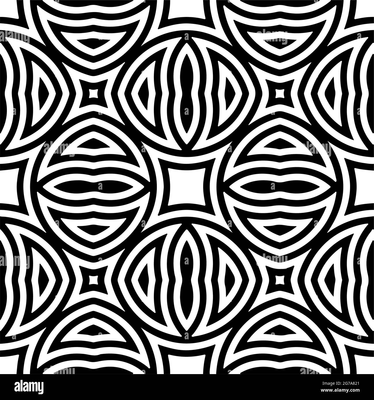 Seamless vector pattern in geometric ornamental style. Black and white ...