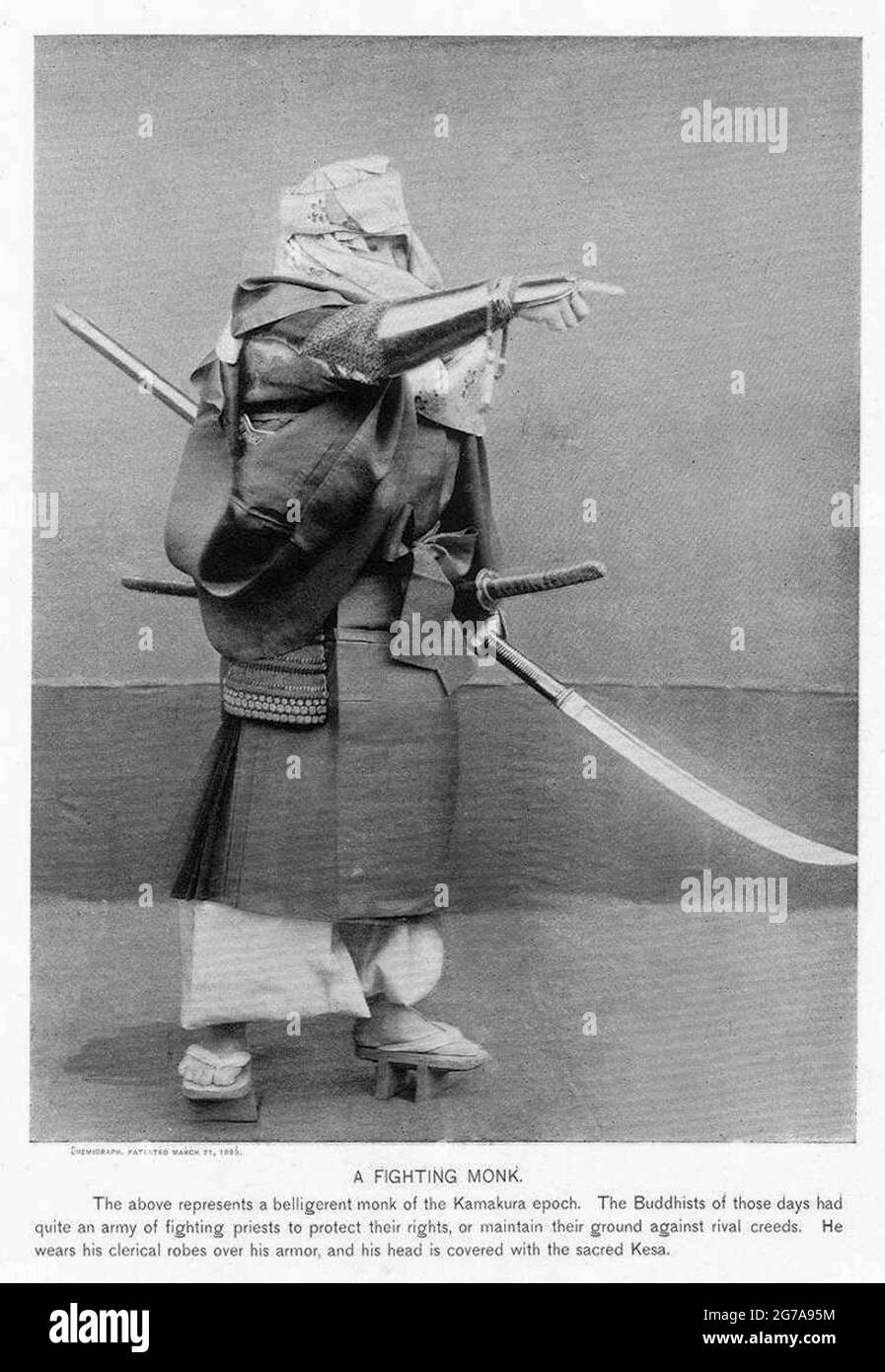 A Fighting Monk from Old Japan Stock Photo