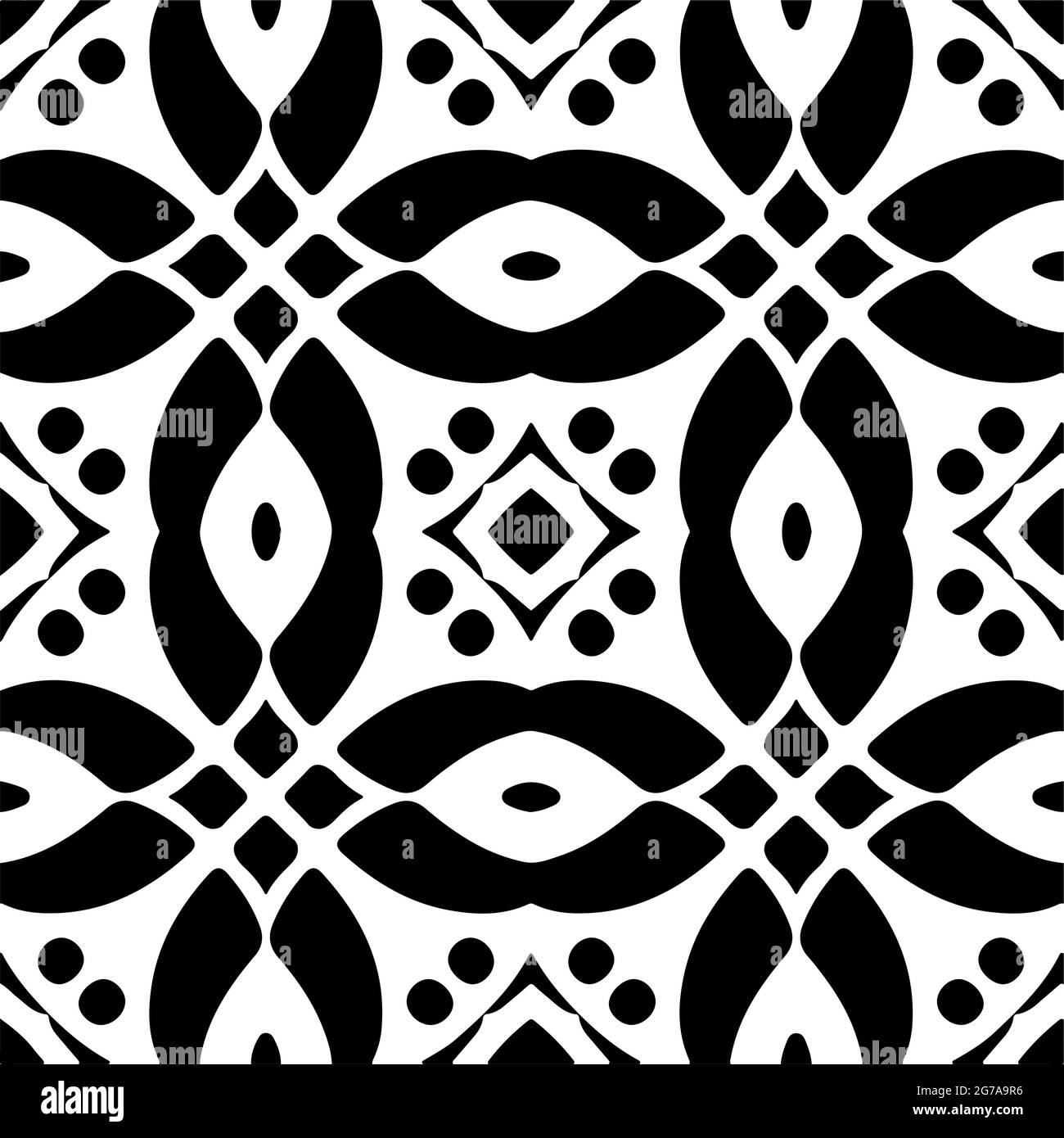 Seamless vector pattern in geometric ornamental style. Black and white ...