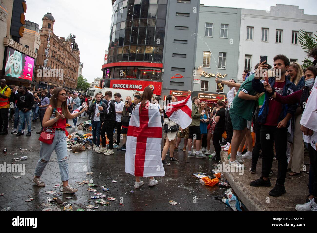 England fans congregate on Leicester Square ahead of the Euro 2020 ...