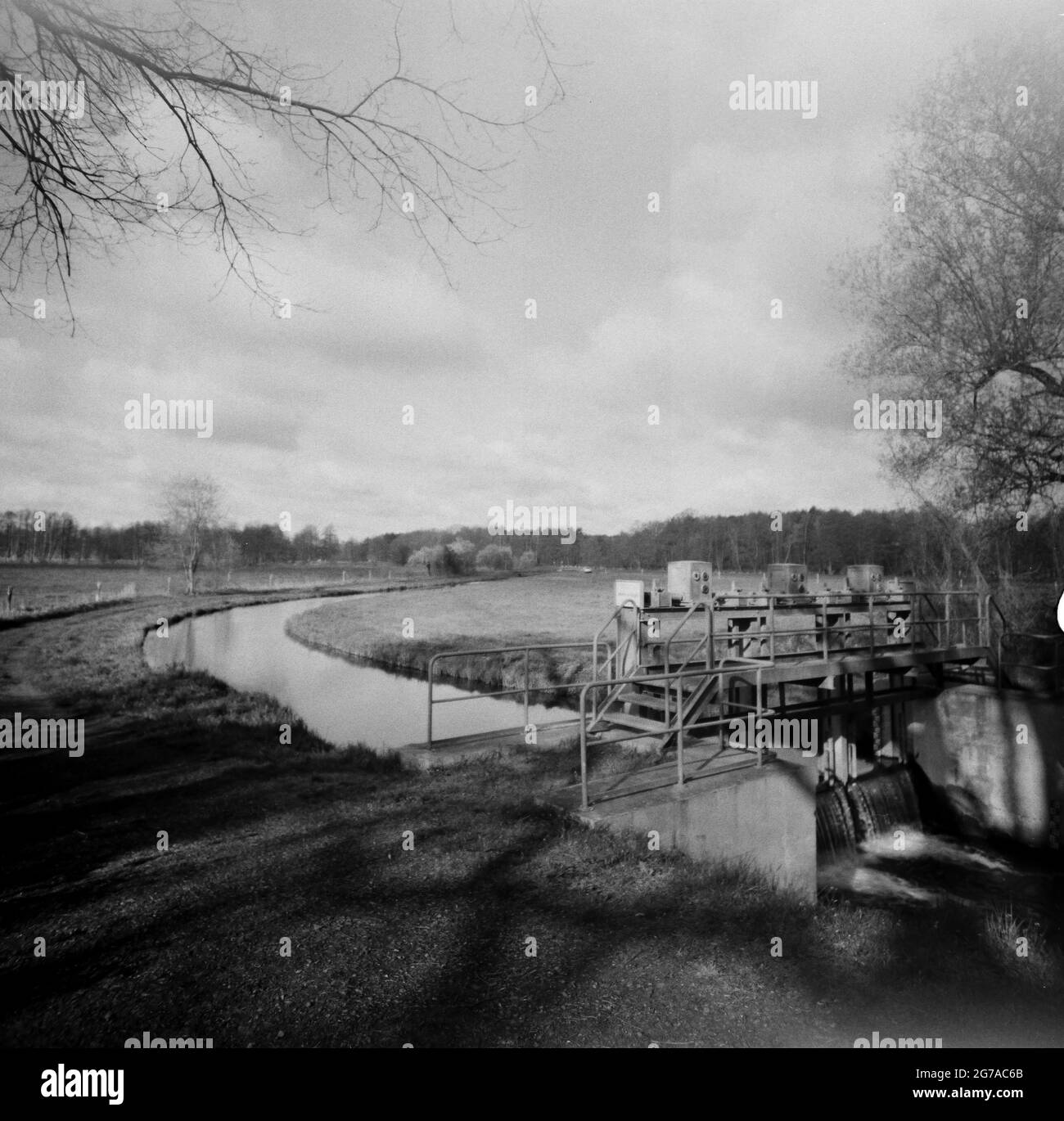 Small river,  Lomography photography,  analog medium format Stock Photo