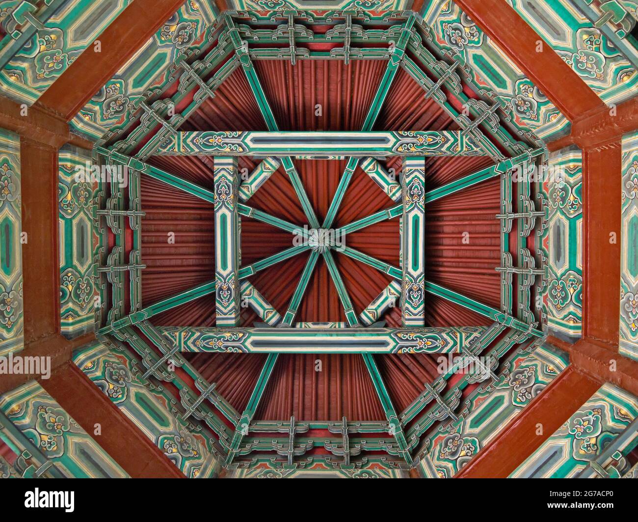 Ceiling, Lanting-Eight-Column Pavilion, The Pavilion is a remnant of Yuanmingyuan, , Beijing, China Stock Photo