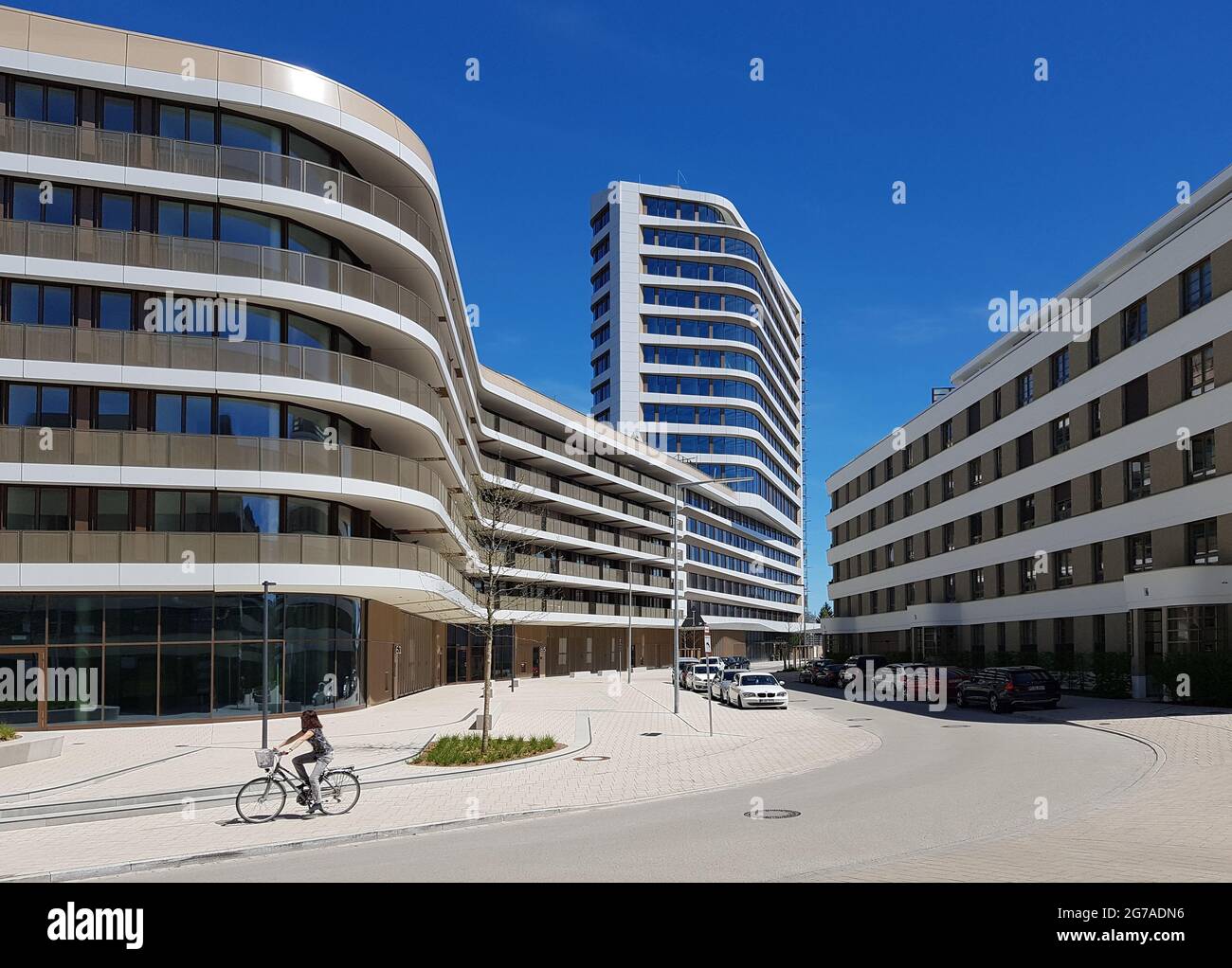 Residential and hotel high-rise in Munich, Baumkirchen-Mitte Stock Photo