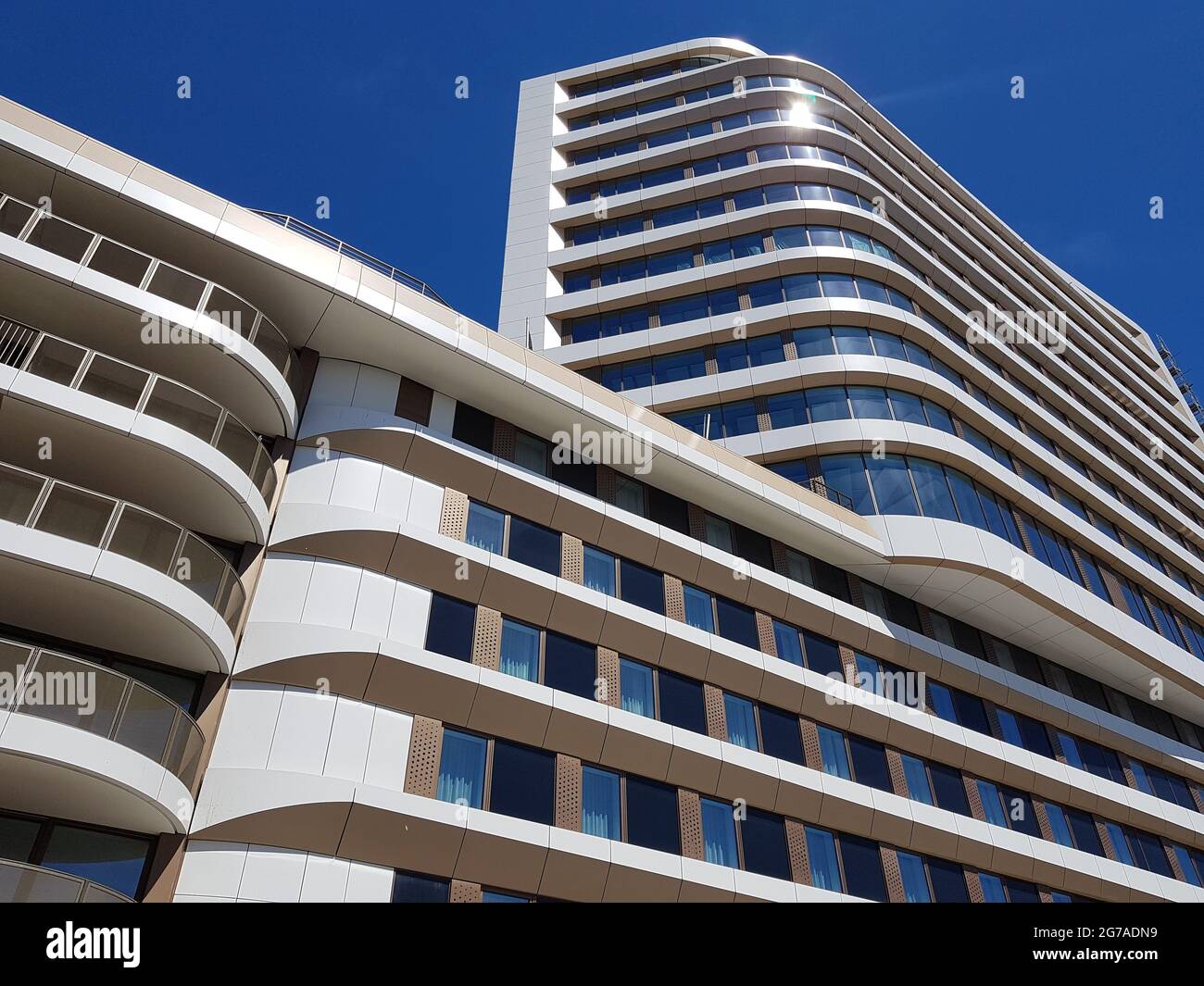 Residential and hotel high-rise in Munich, Baumkirchen-Mitte Stock Photo