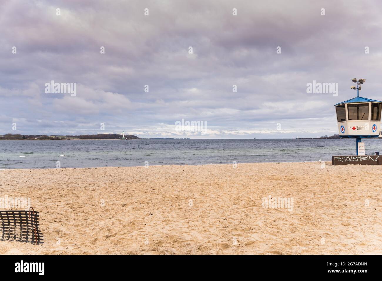 On the beach of Heikendorf in autumn with a view of the Kiel Fjord, Kiel, Germany. Stock Photo