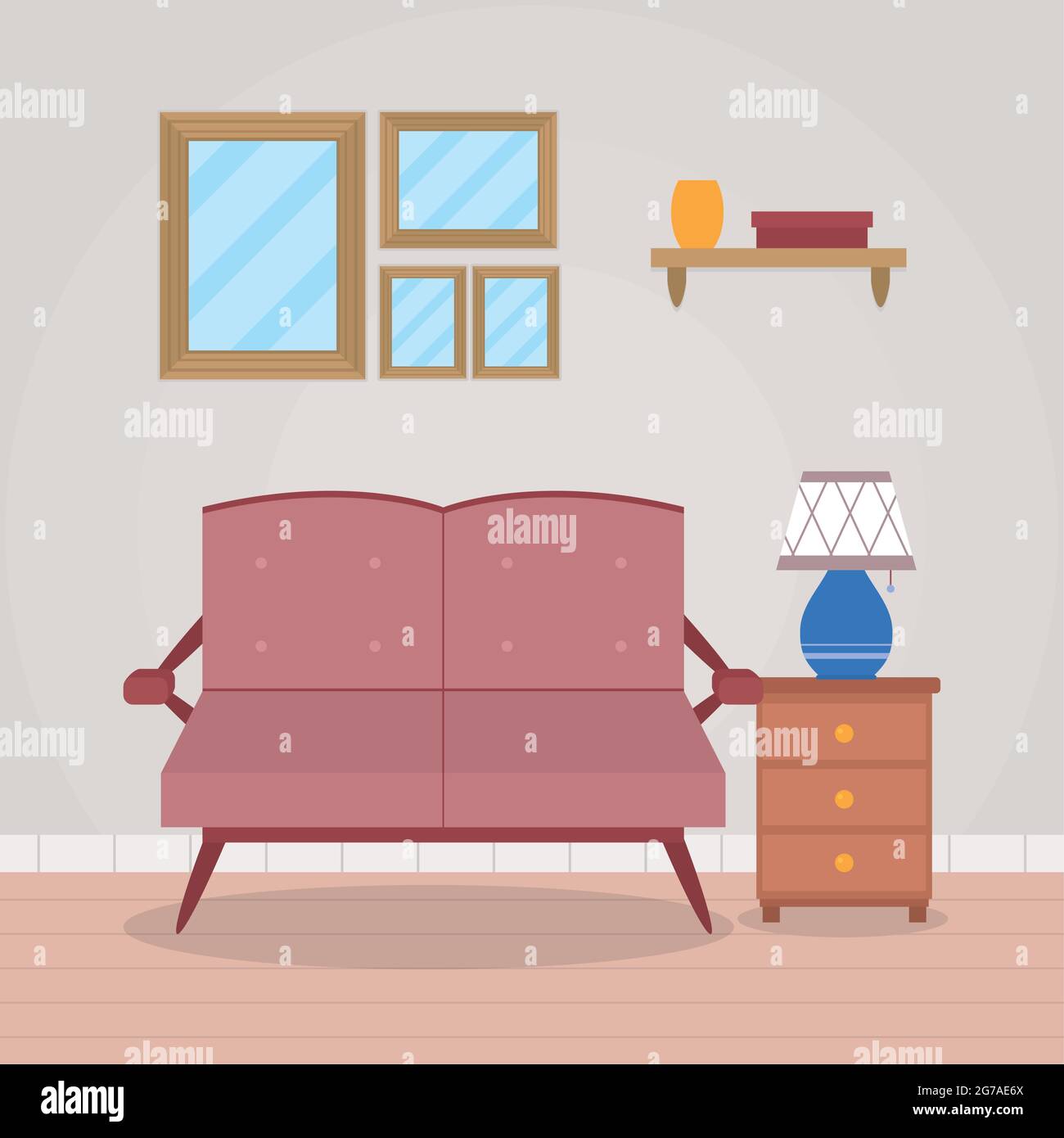 vintage living room illustration design Stock Vector Image & Art - Alamy