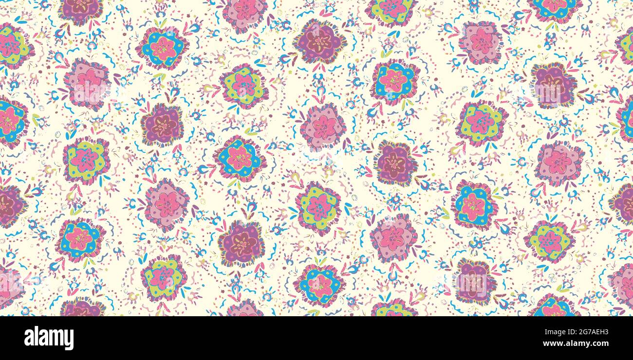 A colorful pastel flowerbed seamless vector pattern Stock Vector