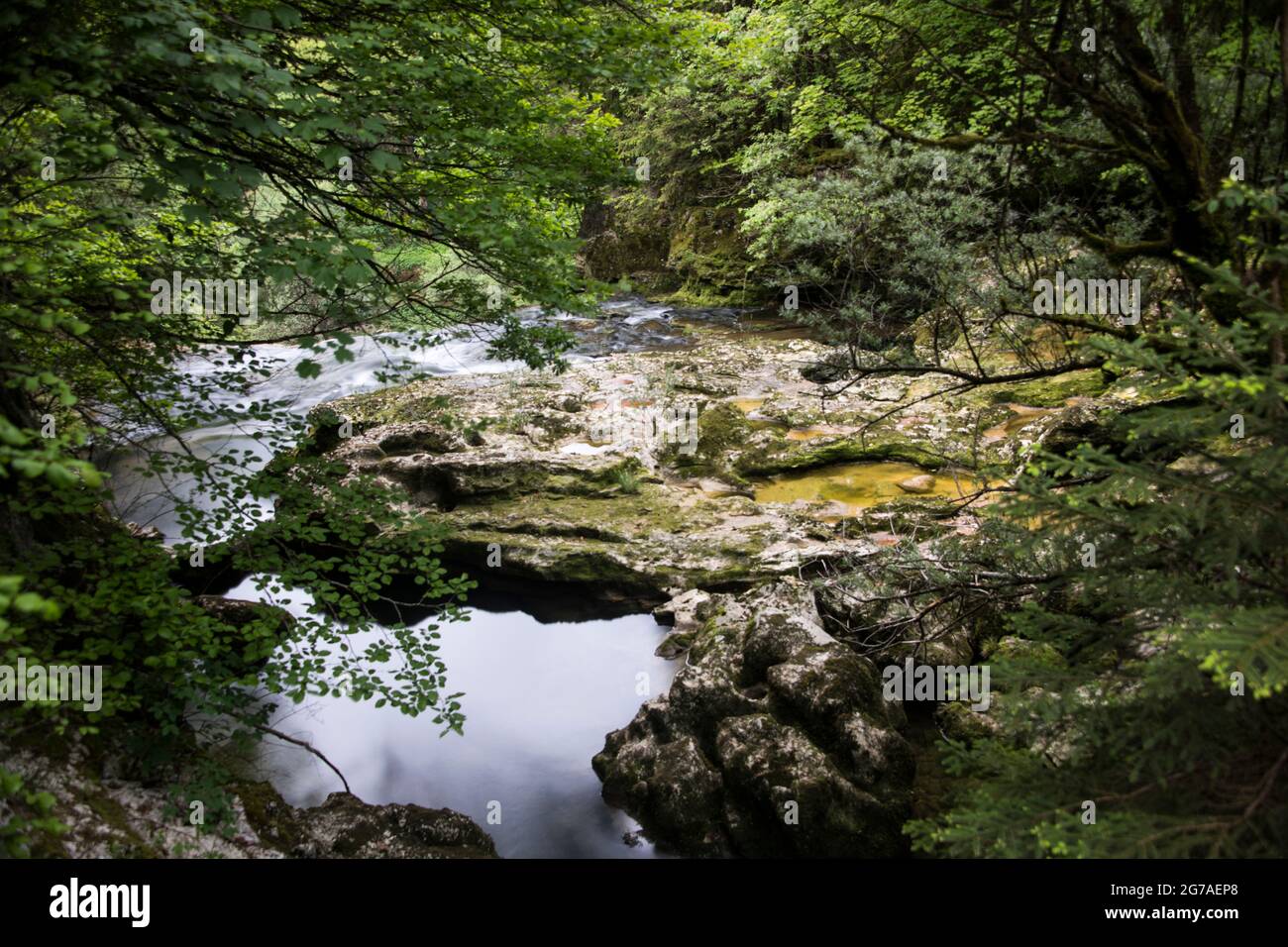Orbe watercourse in the Vaud Jura Stock Photo