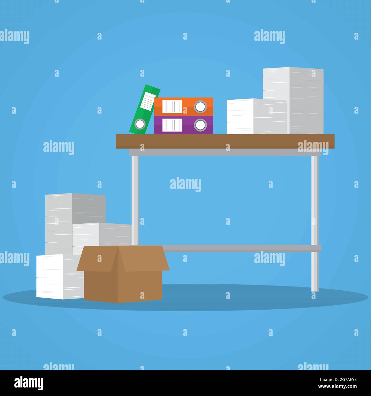 Stack of papers on desk Stock Vector Images - Alamy