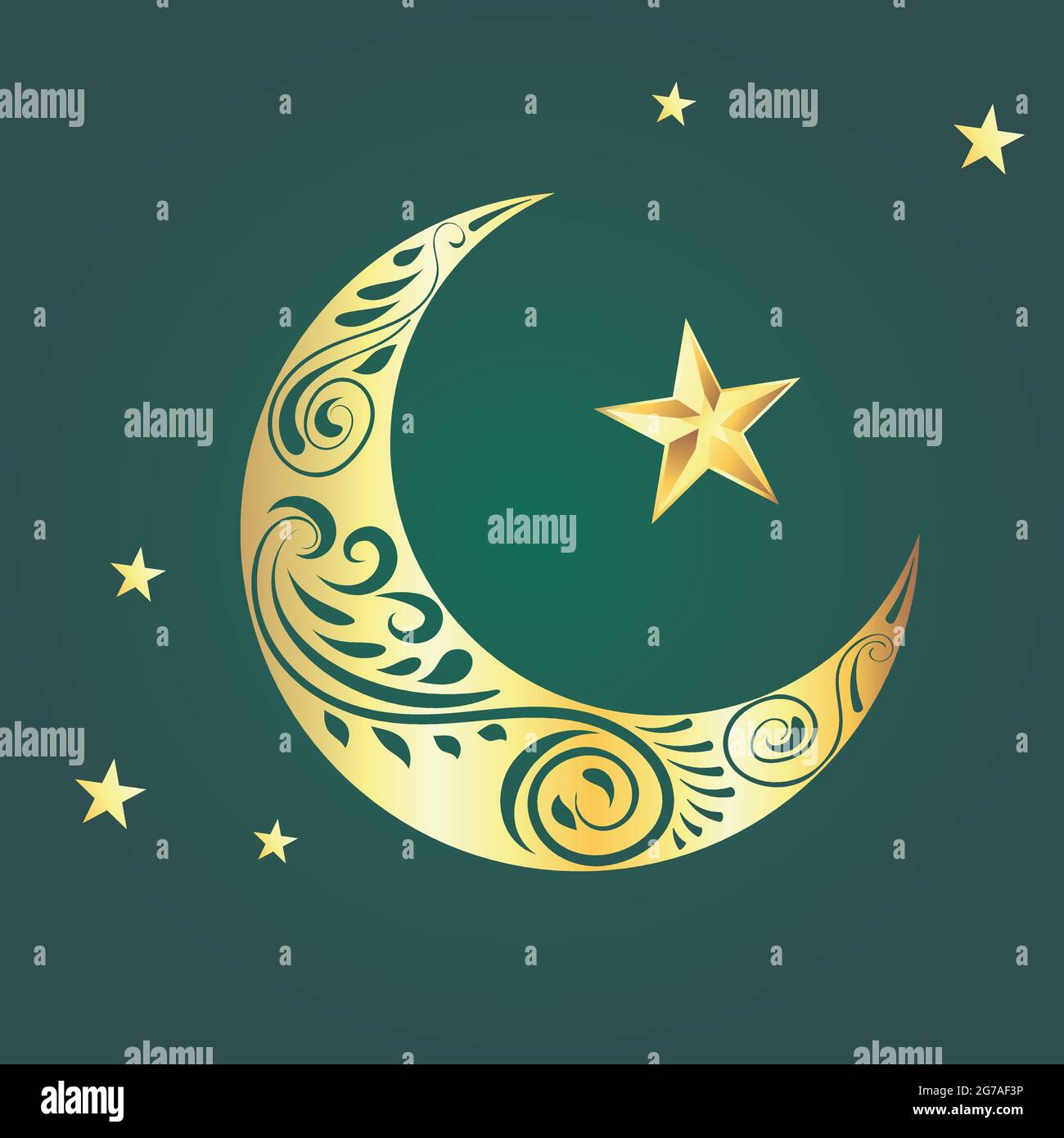 Decorative ornamental crescent moon and star design Stock Vector ...