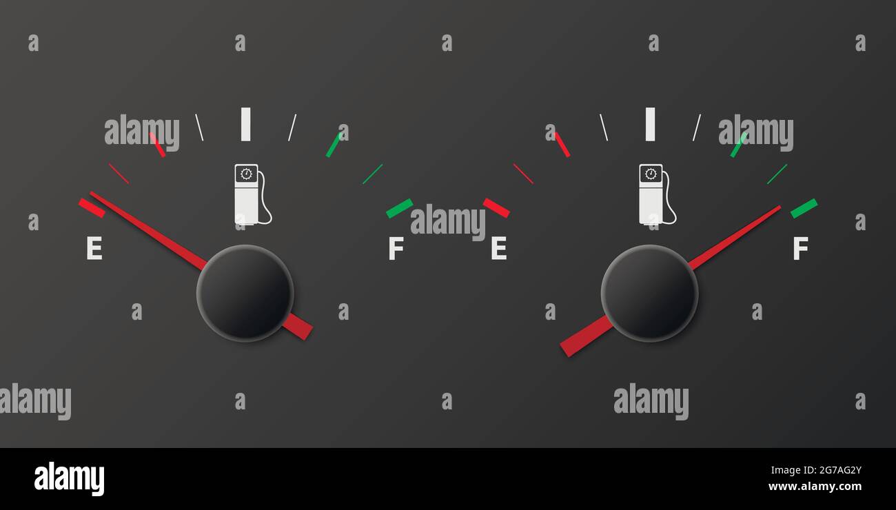 Vector 3d Realistic Gas Fuel Tank Gauge, Oil Level Bar on Black