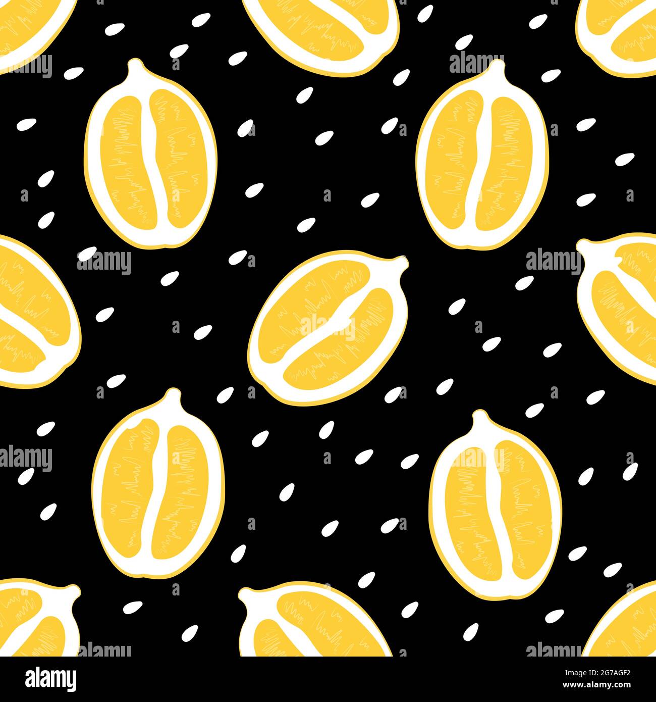 Lemon halves seamless pattern Vector illustration in flat design Stock Vector