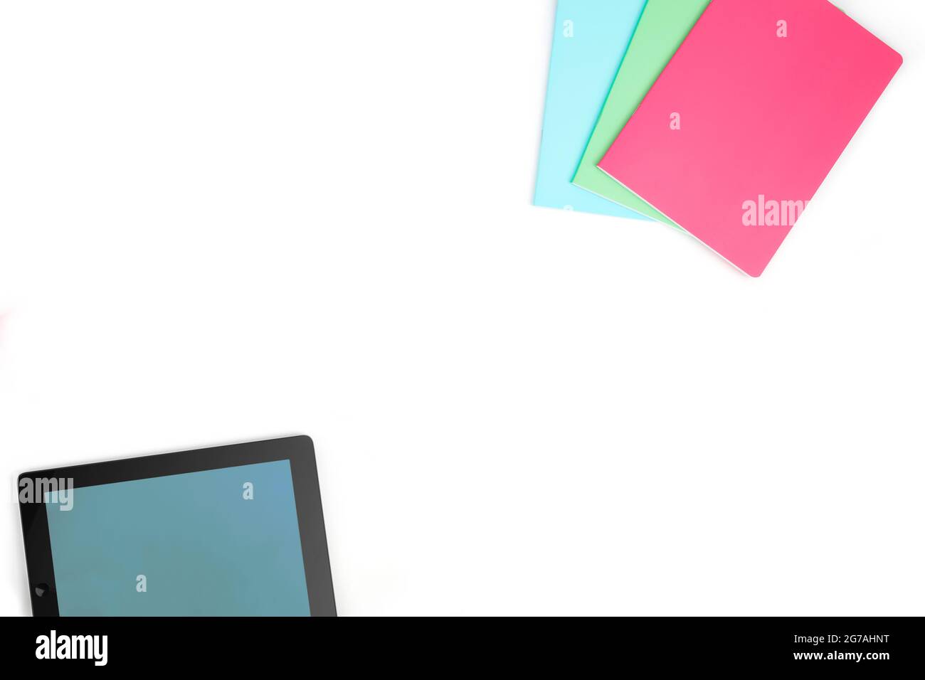 Back to School equipment, Digital Tablet & text Books Stock Photo Alamy