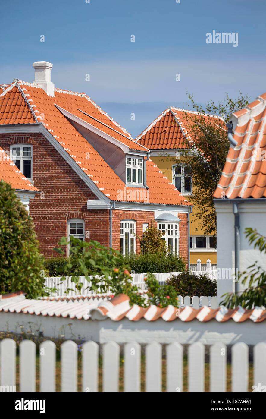 Skagen settlement houses with the typical white roof tile joints hires