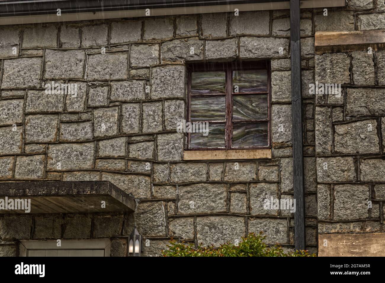 Old vintage stone texture wall and rustic windows and light Stock Photo ...