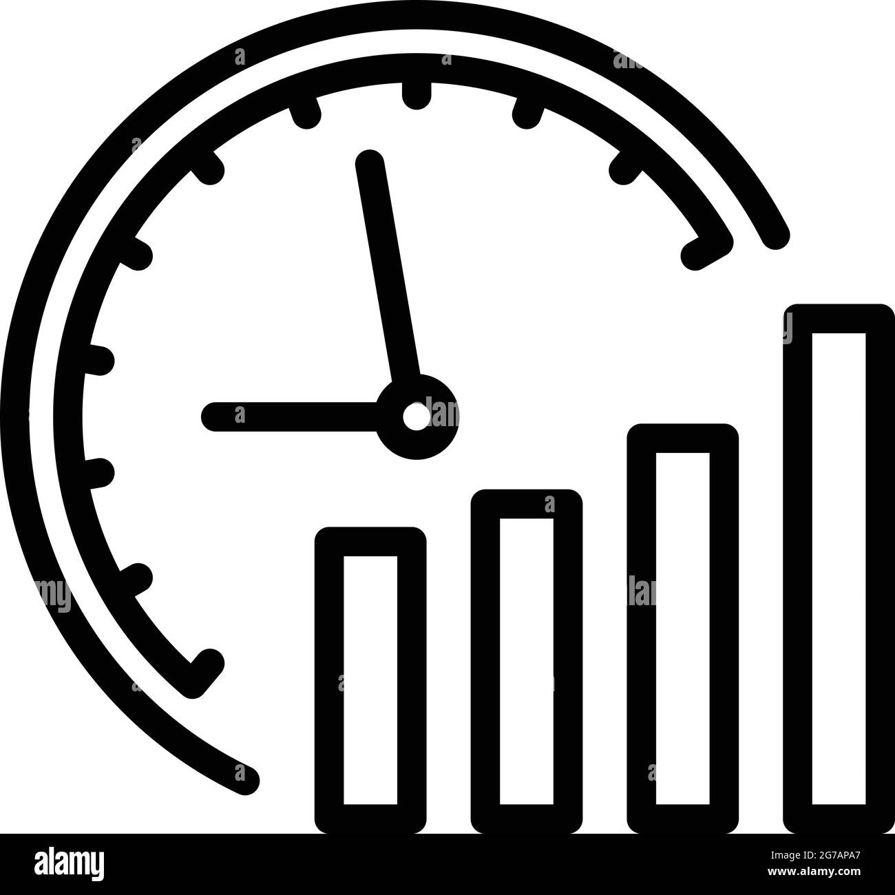 Time graph icon outline vector. Number chart bar. Data info circle
