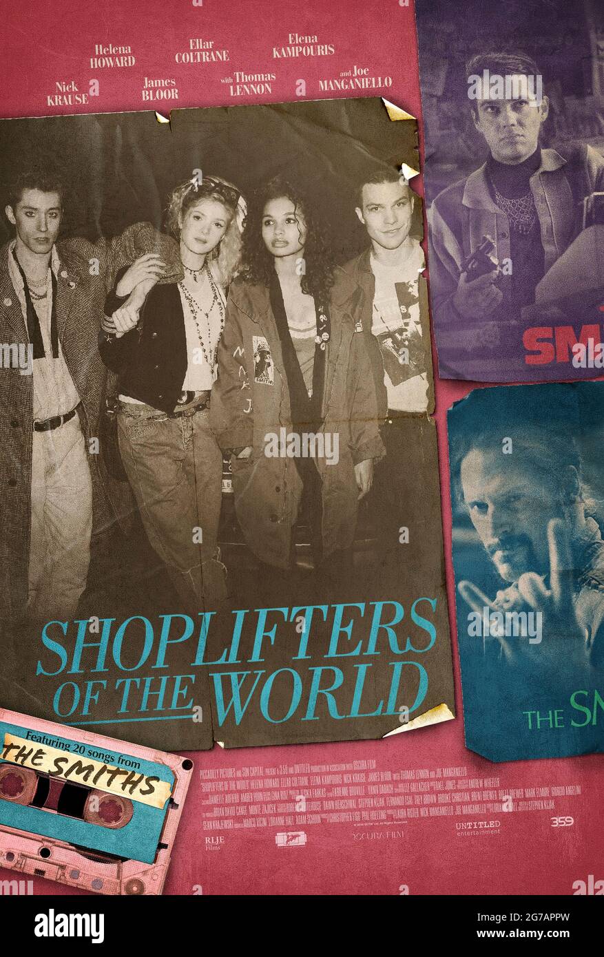 Shoplifters of the World (2021) directed by Stephen Kijak and starring Helena Howard, Ellar Coltrane and Elena Kampouris. Four friends come to terms with the sudden demise of iconic British band The Smiths. Stock Photo