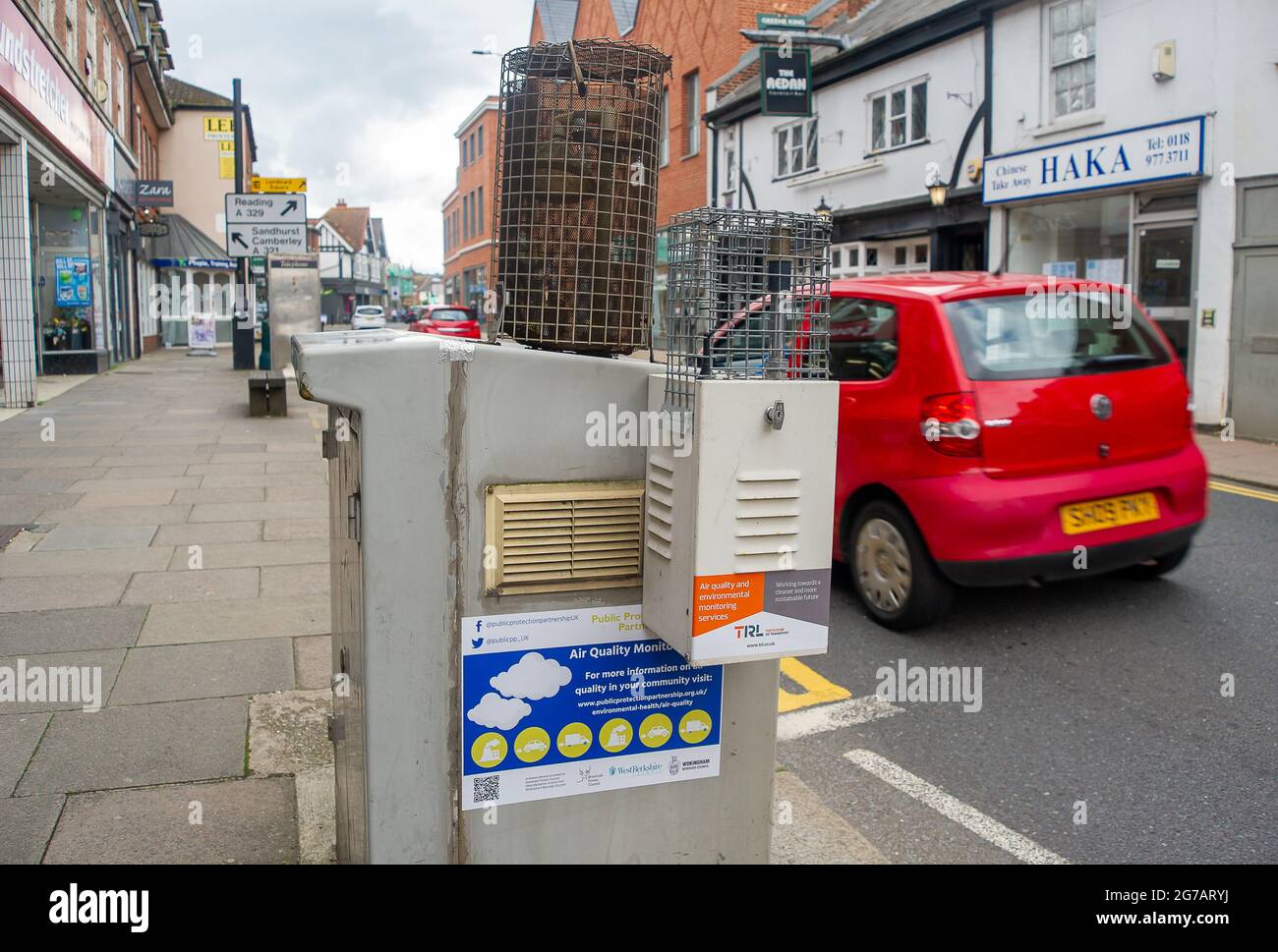 Wokingham, Berkshire, UK. 12th July, 2021. An Air Quality Monitoring