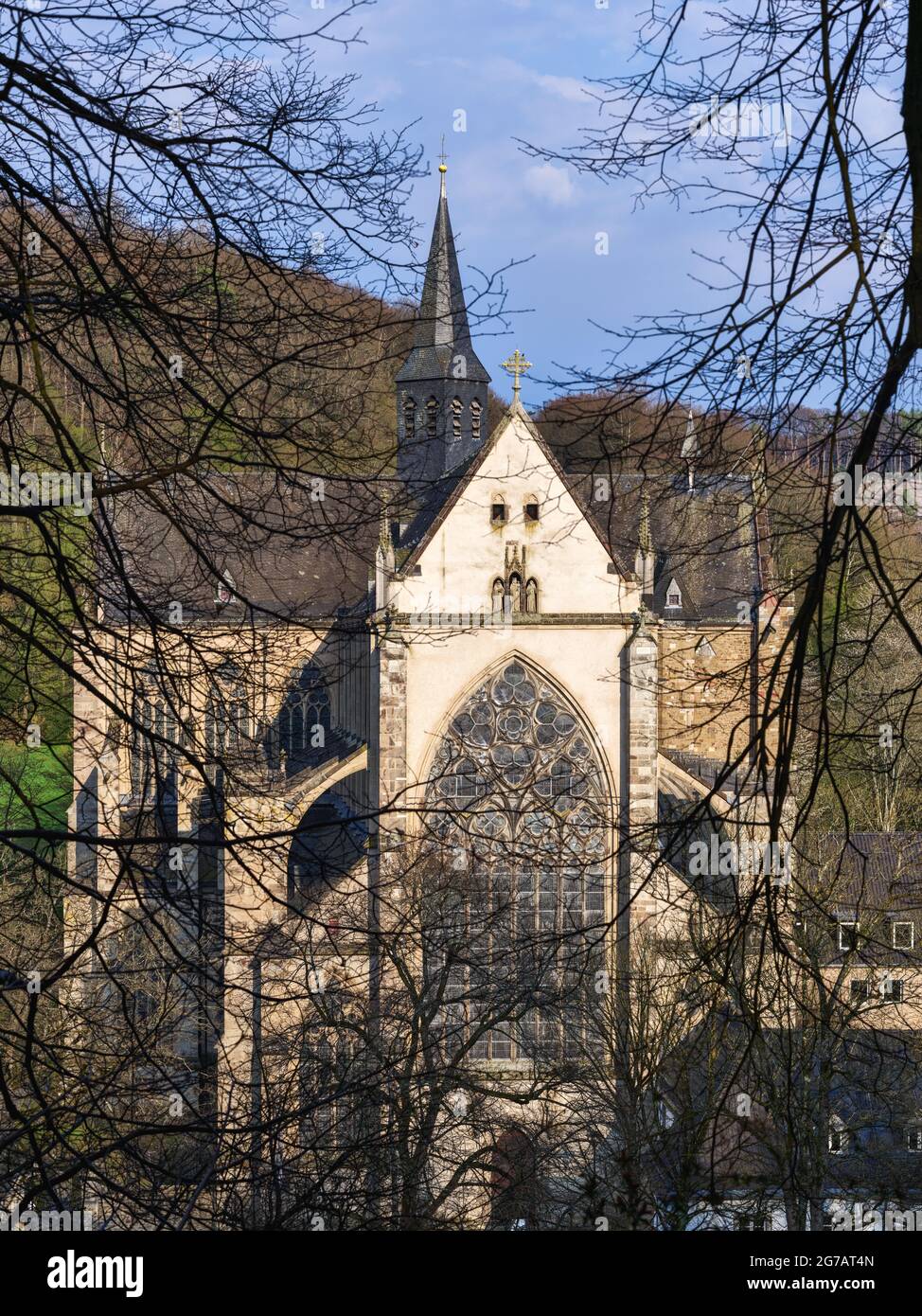 Cathedral, monastery church, church, Gothic, Gothic architectural style, Bergisches Land, historical place of worship, place of worship, place of interest, historical place of interest, monastery, sacred building, abbey, Bergisch cathedral Stock Photo