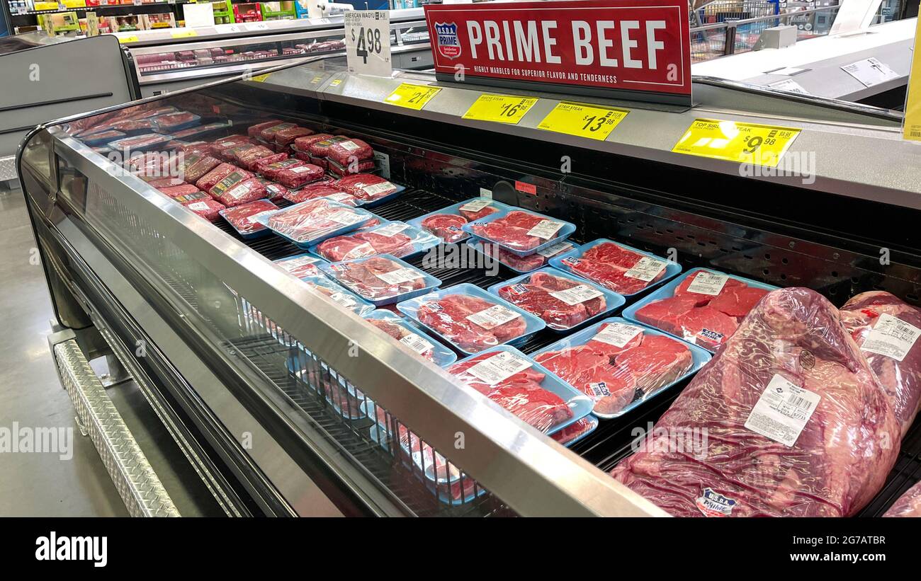 Orlando, FL USA May 31, 2021 Fresh cuts of Prime Beef meat n the