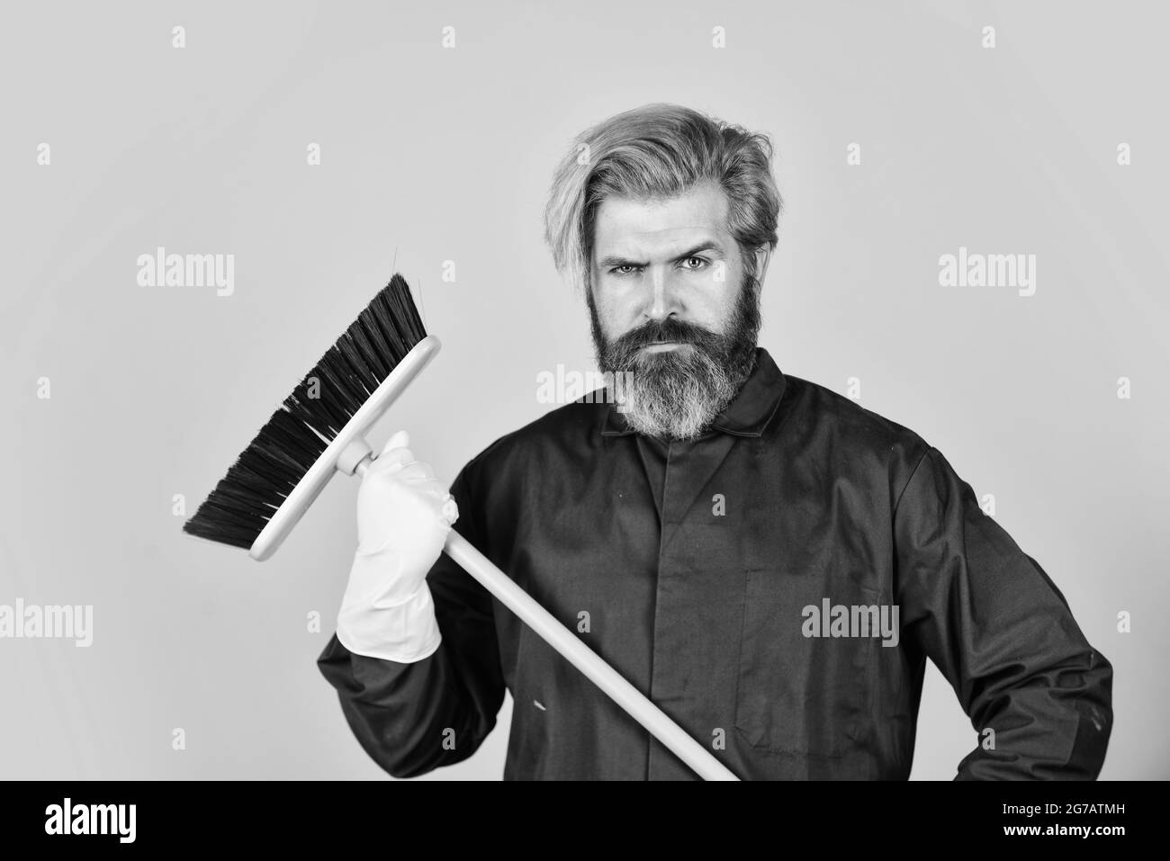 Janitor man sweeping. spring cleaning. clean service people. mature