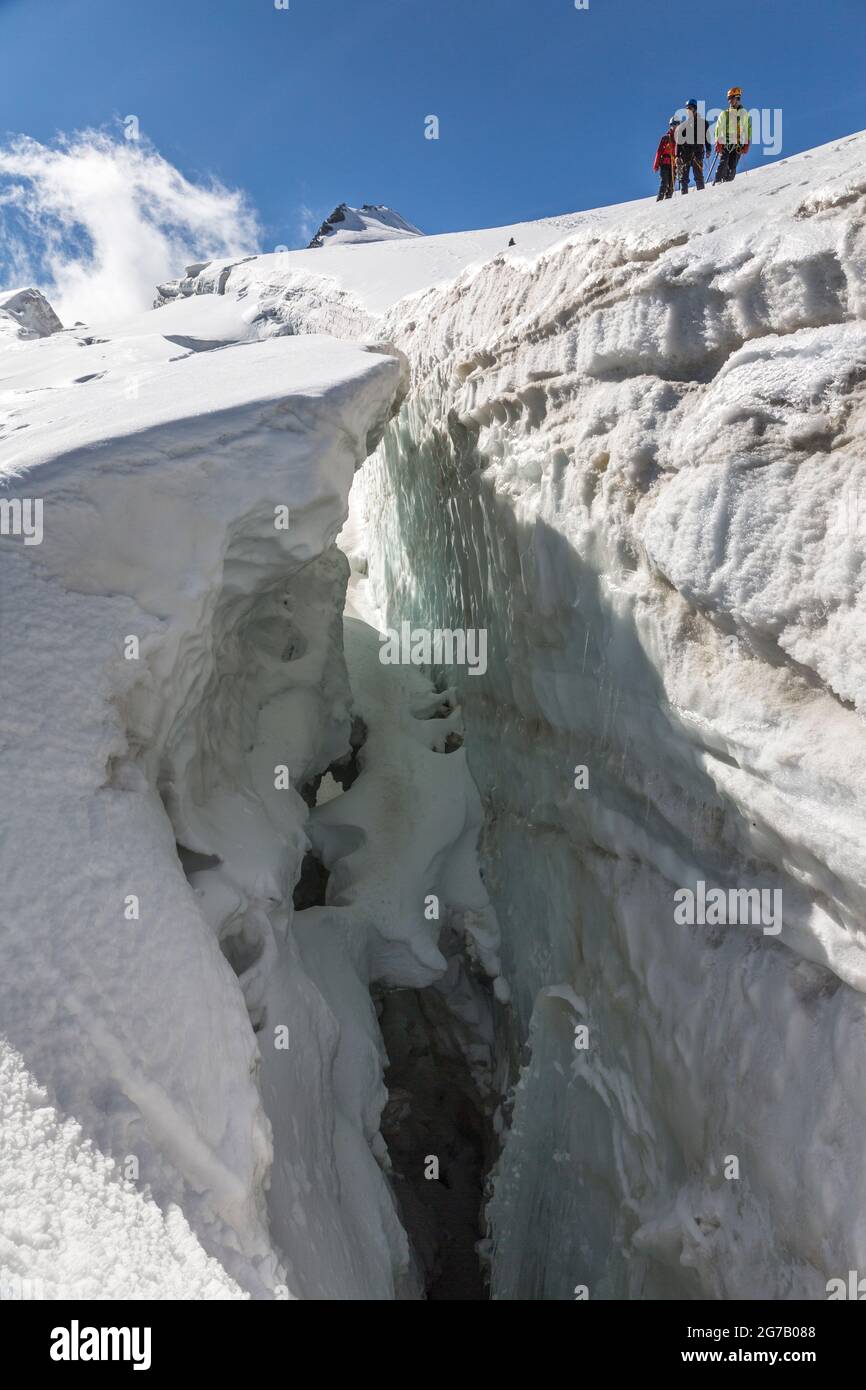 Crevasse on the Ortler, South Tyrol, Italy Stock Photo