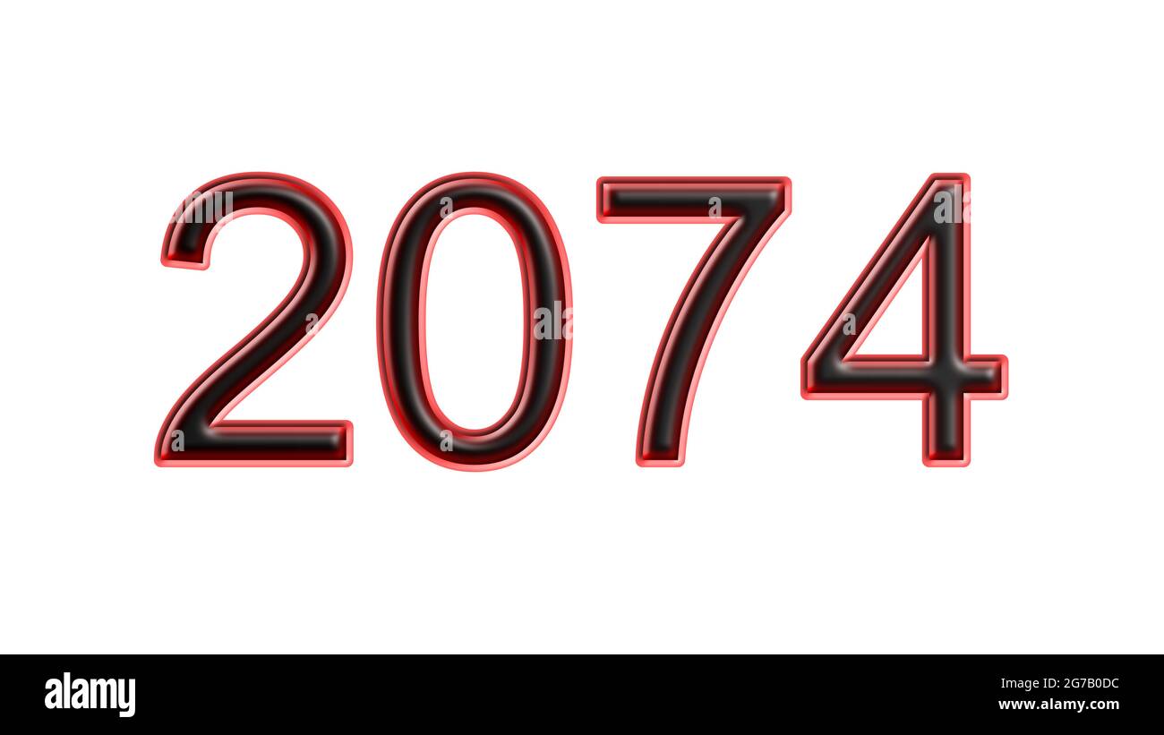 red 2074 number 3d effect white background Stock Photo - Alamy