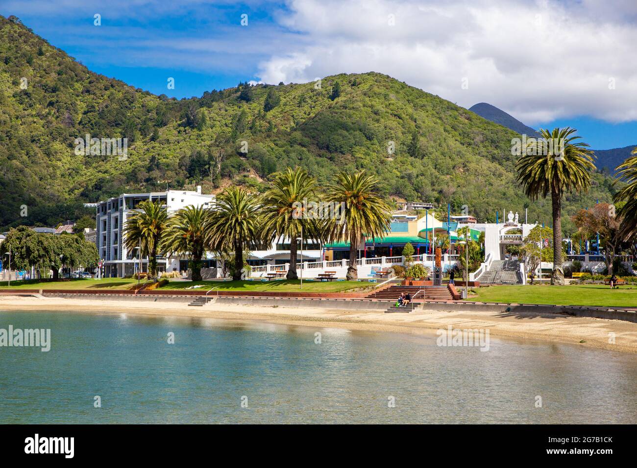 Picton, Marlborough, New Zealand, June 13 2021: The picturesque town of Picton, New Zealand, a tourist destination where travellers go  catch a ferry Stock Photo