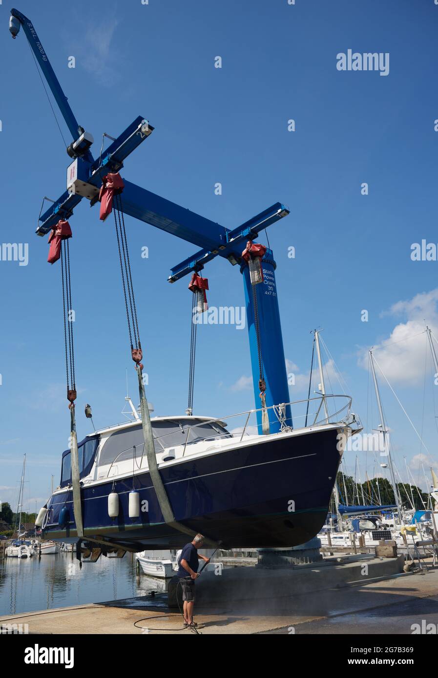 Boat lifting gear Stock Photo Alamy