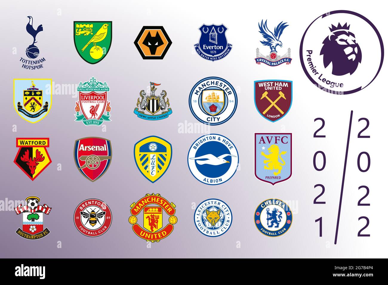 Logos of all teams of the English Premier League Stock Vector