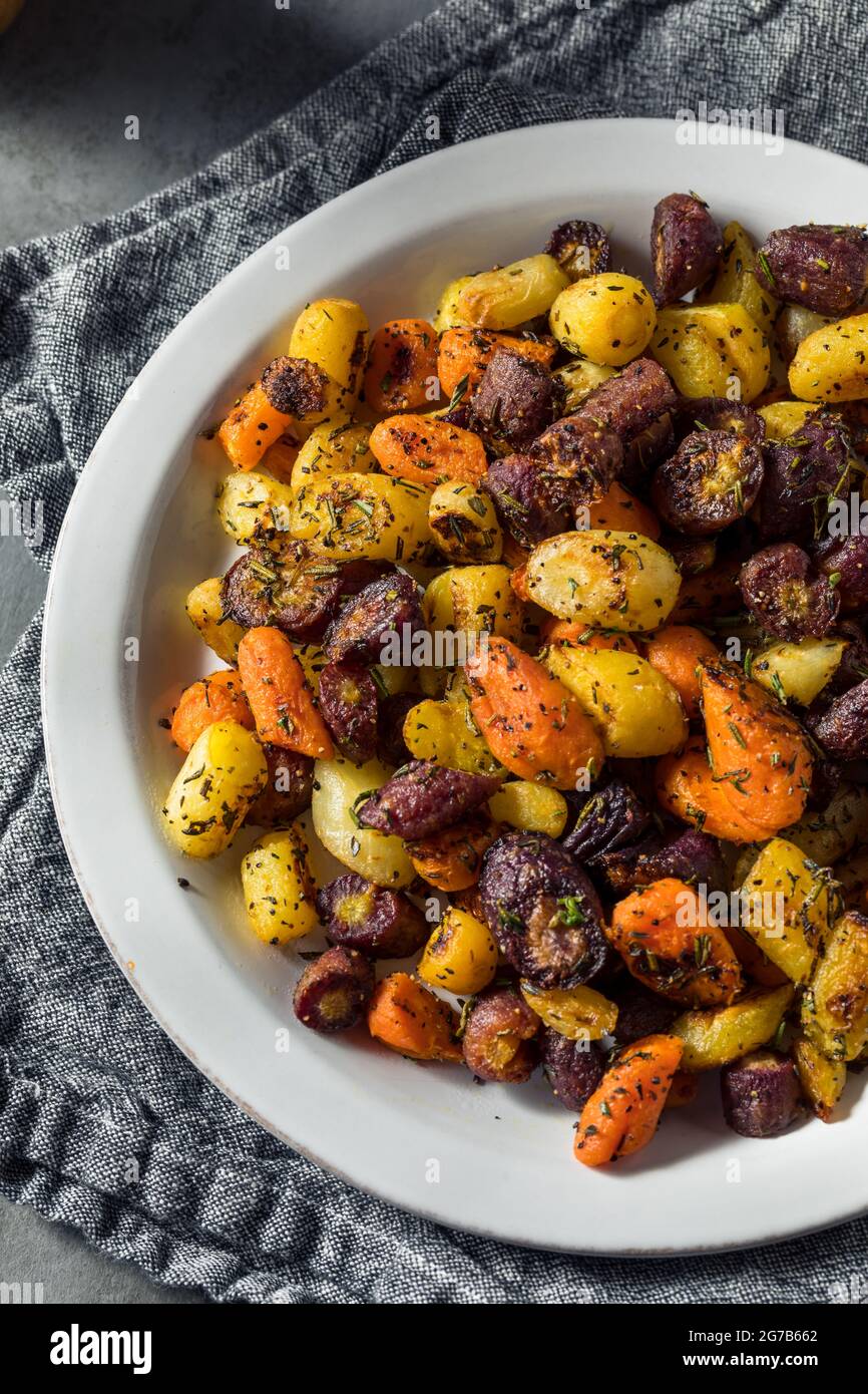Healthy Homemade Roasted Rainbow Carrots with Thyme and Rosemary Stock