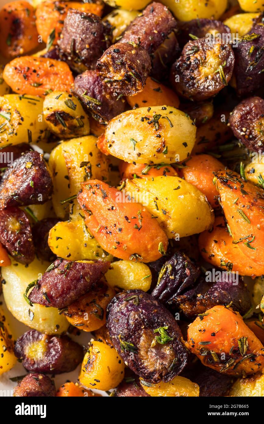 Healthy Homemade Roasted Rainbow Carrots with Thyme and Rosemary Stock