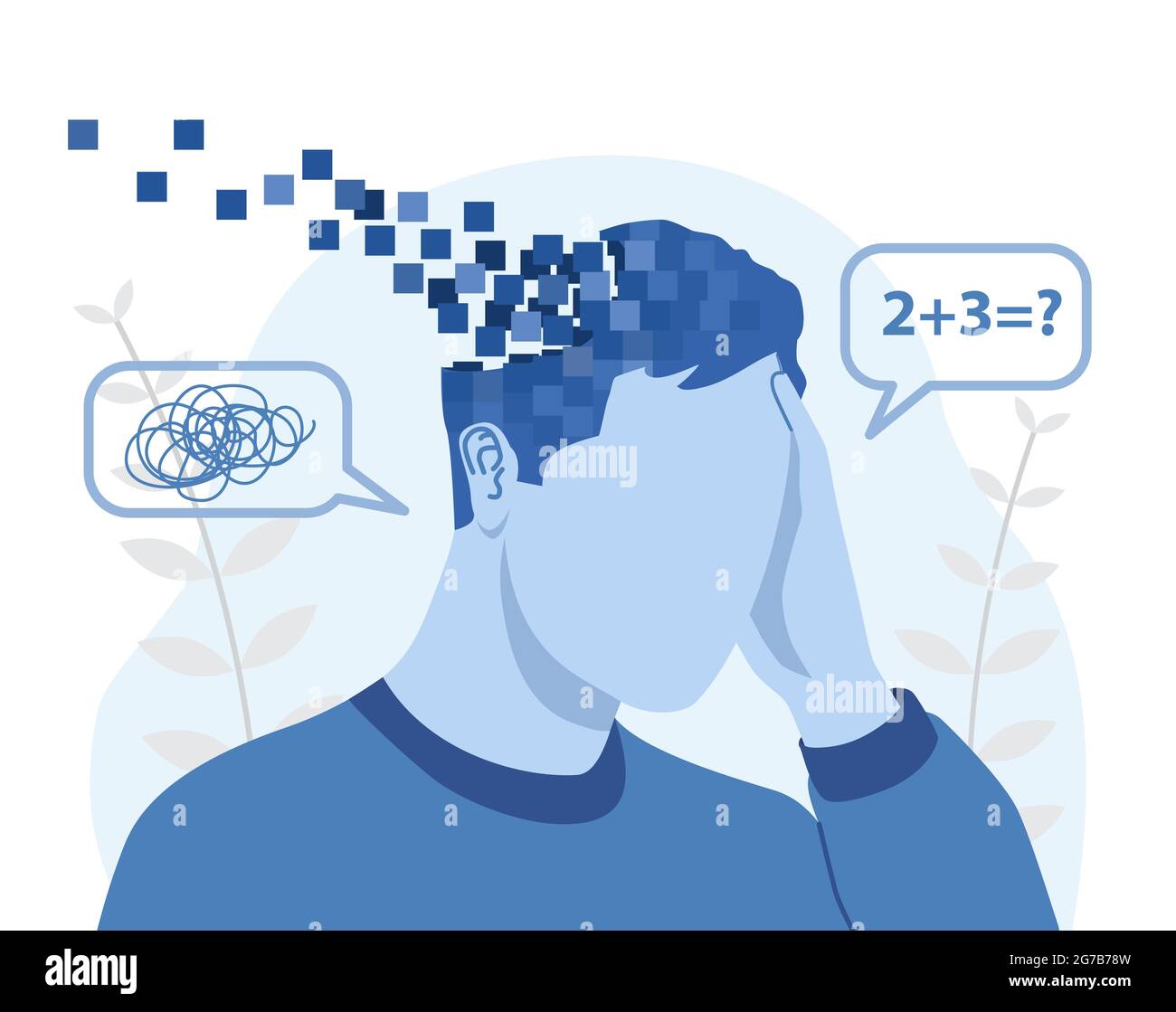 Memory loss and dementia, brain disease concept Stock Vector Image ...