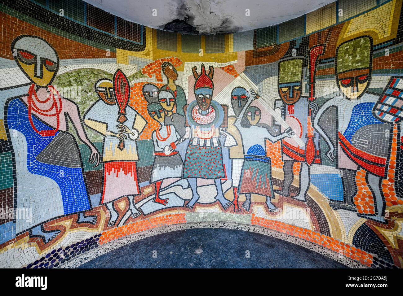 Wall mural in the Benin National Museum in the Royal gardens, Benin