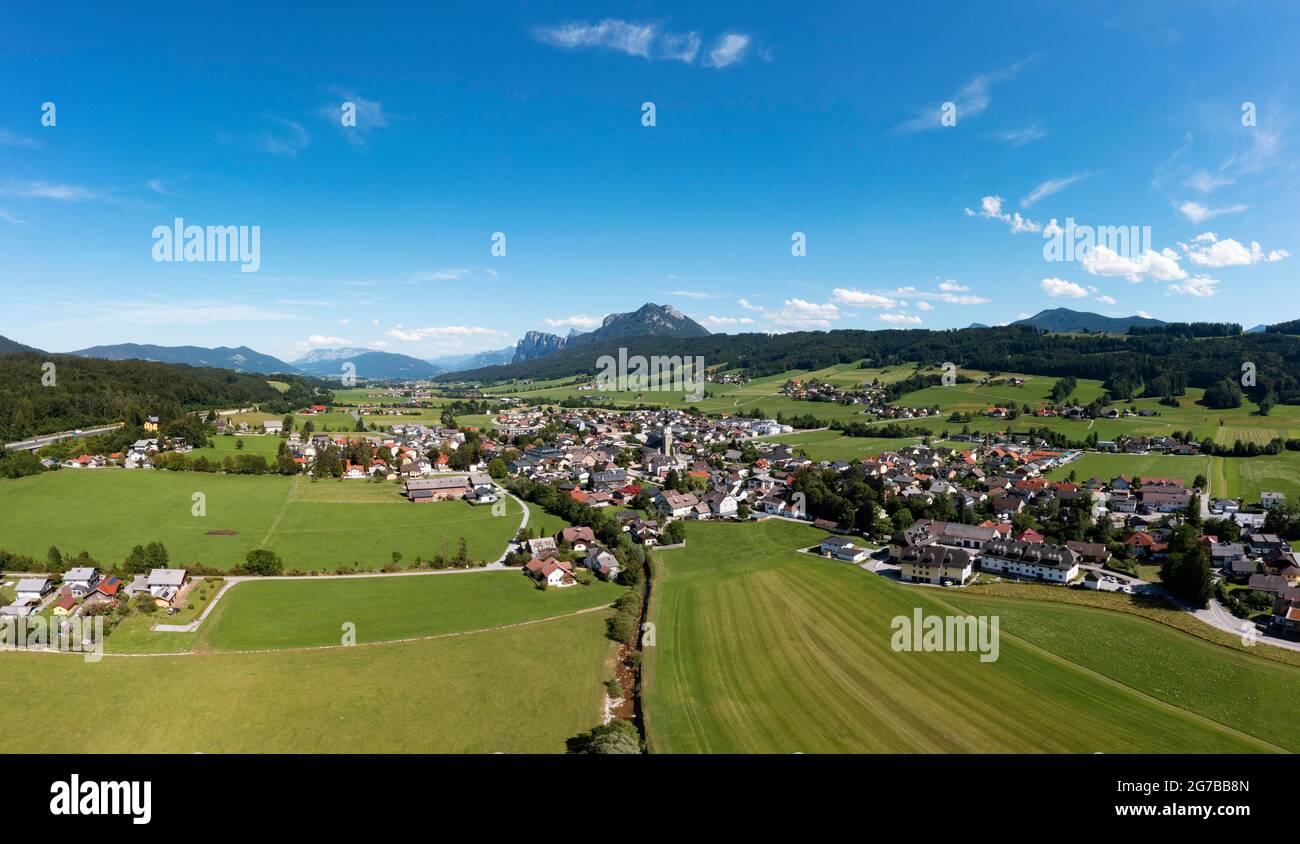 Drone shot, Thalgau, Flachgau, Land Salzburg, Austria Stock Photo