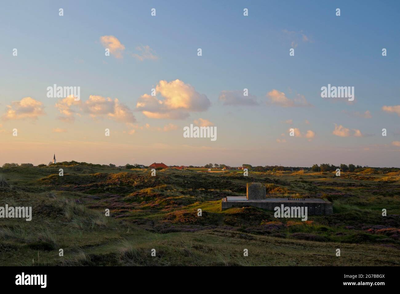 Nature Reserve De Bollekamer, part of the National Park Dunes of Texel, battery of former World War II cannons, Texel Island, North Holland Stock Photo