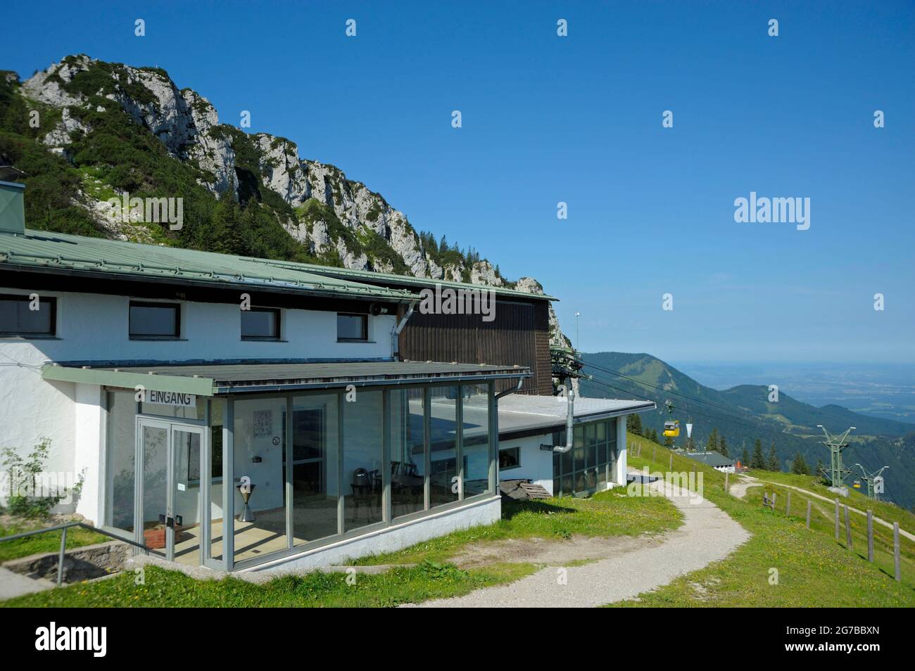 Kampenwandbahn, mountain station, August, Chiemgau, Aschau, Bavaria, Germany Stock Photo